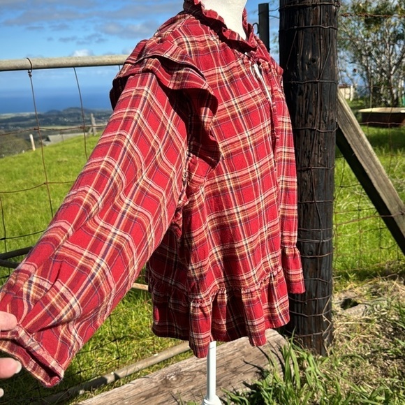NWT Blank NYC Check That Out Top Plaid Flannel Ruffle Top 3X - Picture 5 of 9